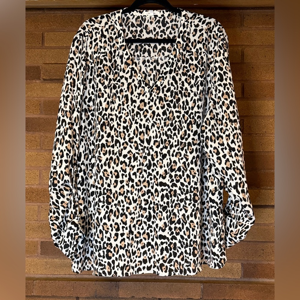 Leopard Print V-Neck Blouse